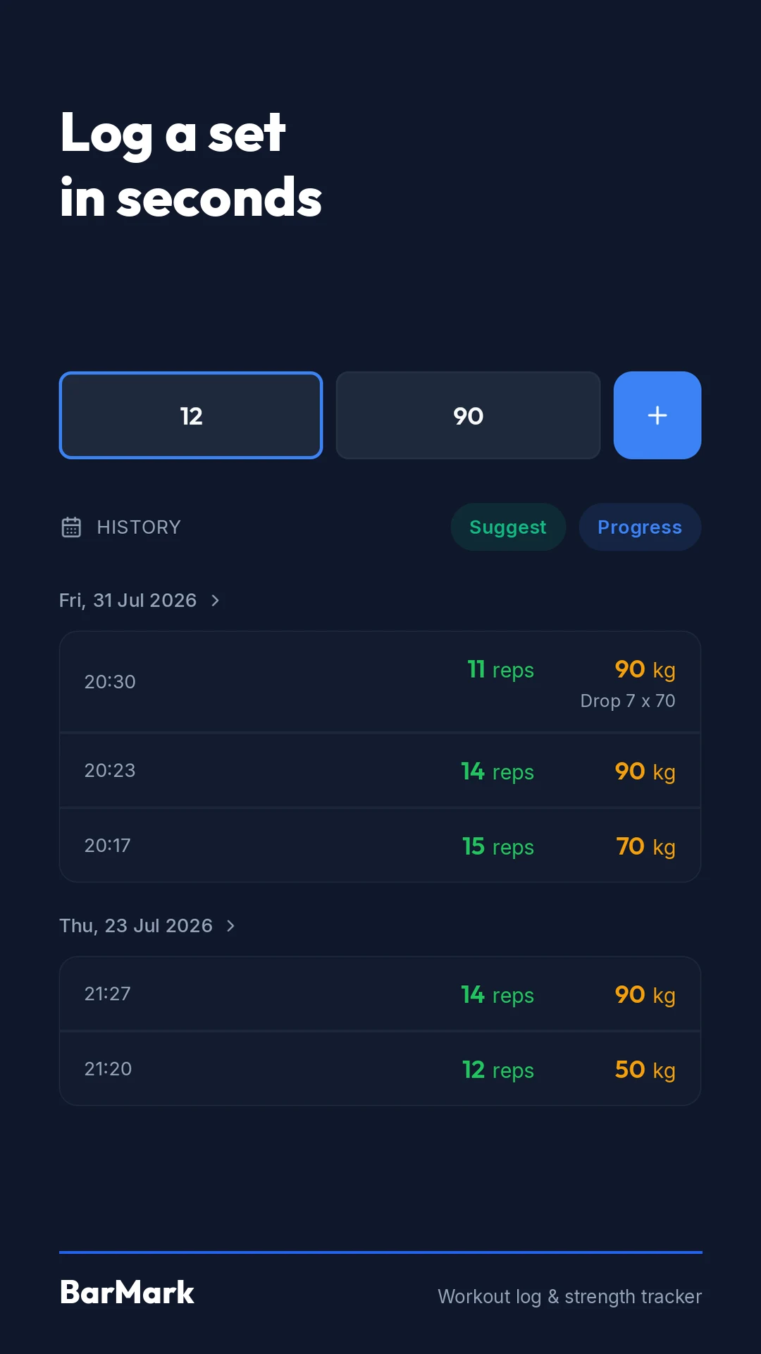 BarMark: Gym Workout Log screenshot