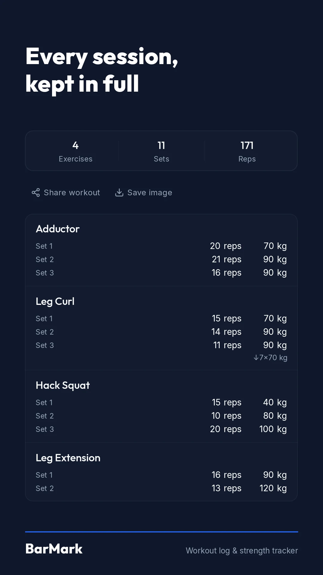 BarMark: Gym Workout Log screenshot
